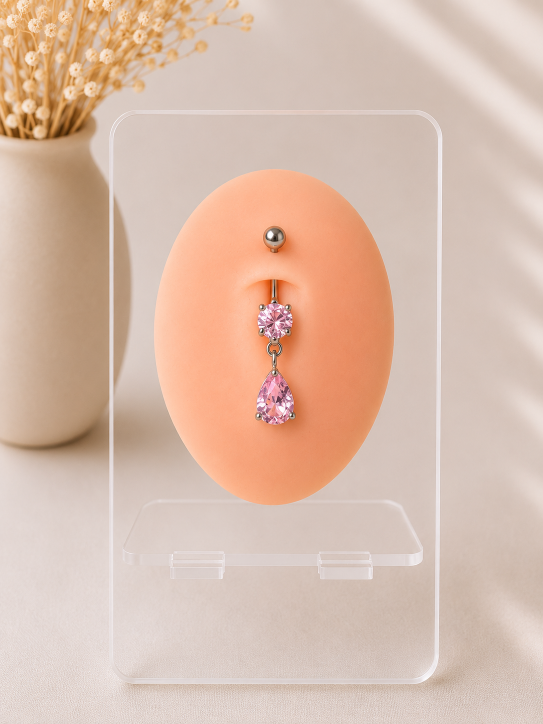 Piercing Nombril Goutte Pendante Rose en Acier Chirurgical | Maison Marinette
