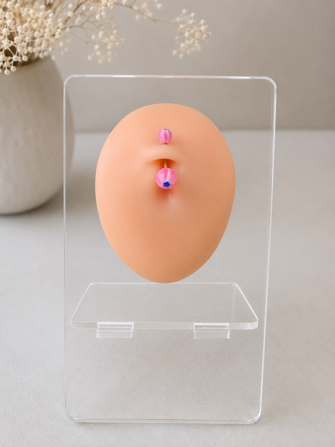 Piercing Nombril Boule Colorée Bleu / Rose en Acier Chirurgical | Maison Marinette
