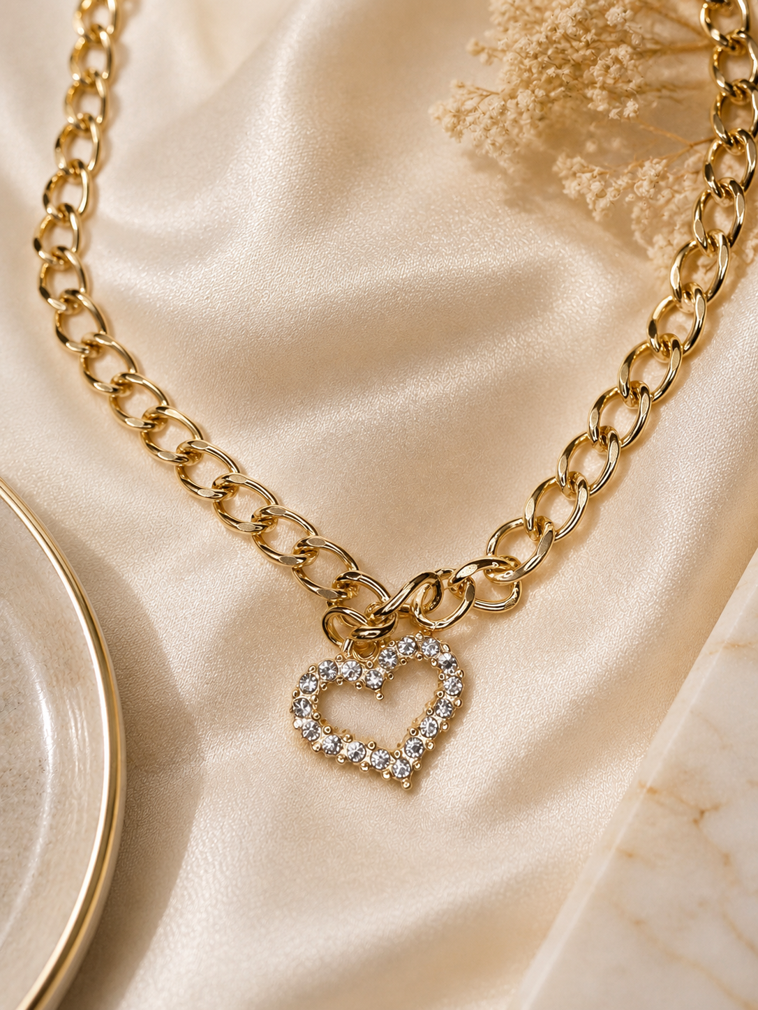 Bracelet Chaîne avec coeur strass