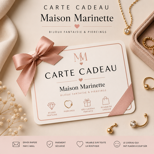 Carte Cadeau Maison Marinette – Le Cadeau Idéal pour les Amoureux de Bijoux & Piercings