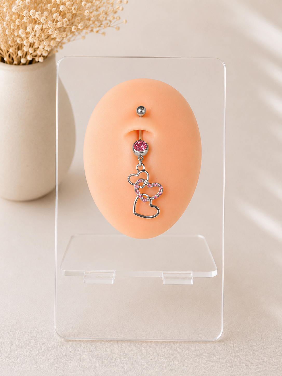 VALENTINE Triple Heart Dangle Navel Piercing in 316L Surgical Steel – Sparkling Rhinestones