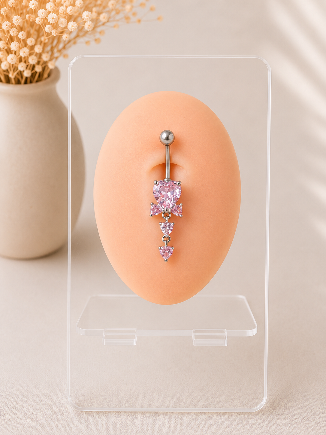 Piercing Nombril Coeur Pendant Argenté / Rose en Acier Chirurgical | Maison Marinette