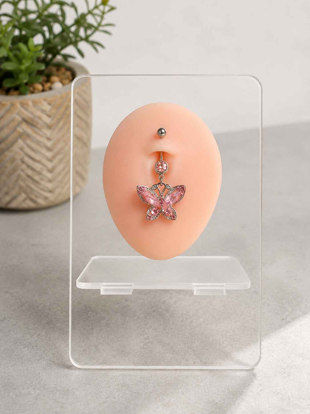 Piercing Nombril Papillon Rose en Acier Chirurgical | Maison Marinette