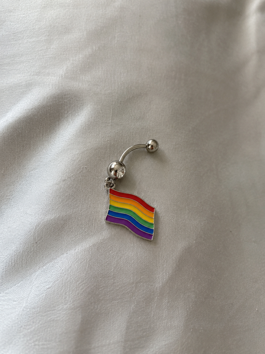 Piercing Nombril CHARLIE Drapeau LGBT en Acier Chirurgical 316L – Strass Scintillants