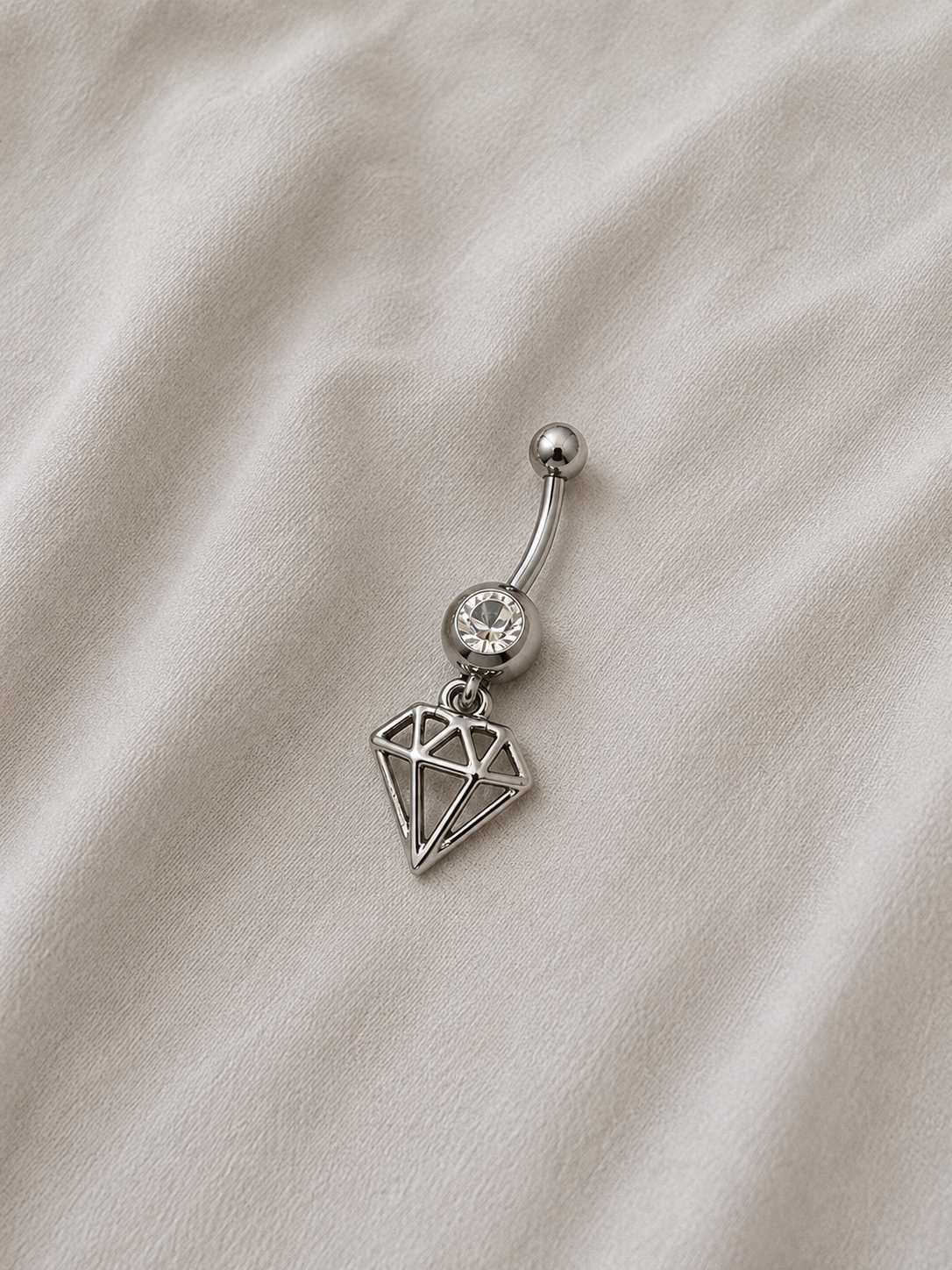 Piercing Nombril Diamant Argenté en Acier Chirurgical | Maison Marinette