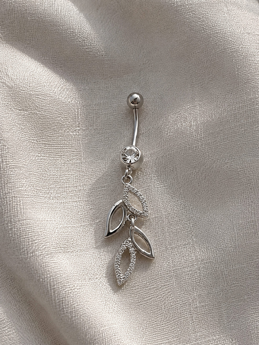 Piercing Nombril Feuilles Cascade Argenté en Acier Chirurgical | Maison Marinette