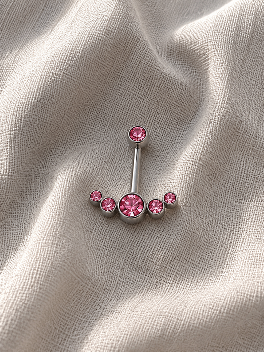 Piercing Nombril AZUR ROSALIE Strass Eclat en Acier Chirurgical 316L – Strass Scintillants