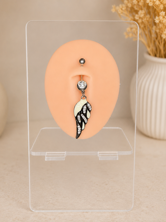 Piercing Nombril Aile d'Ange Beige / Noir / Argenté en Acier Chirurgical | Maison Marinette