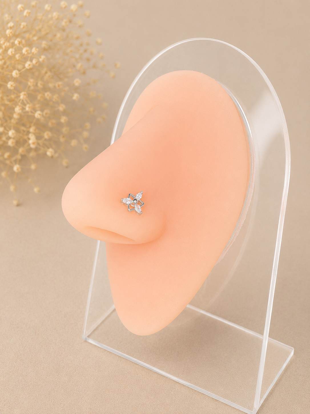 Piercing Nez Triangle Trois Strass Argenté en Acier Chirurgical | Maison Marinette