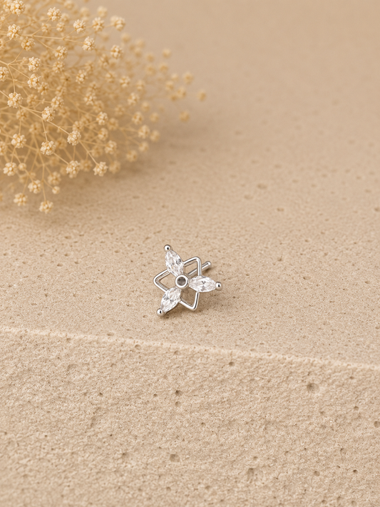 Piercing Nez Triangle Trois Strass Argenté en Acier Chirurgical | Maison Marinette