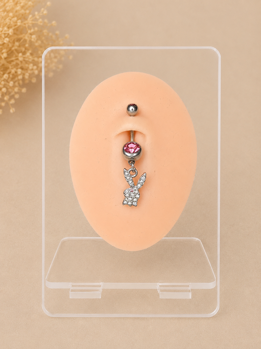 Piercing Nombril Playboy Rose / Argenté en Acier Chirurgical | Maison Marinette