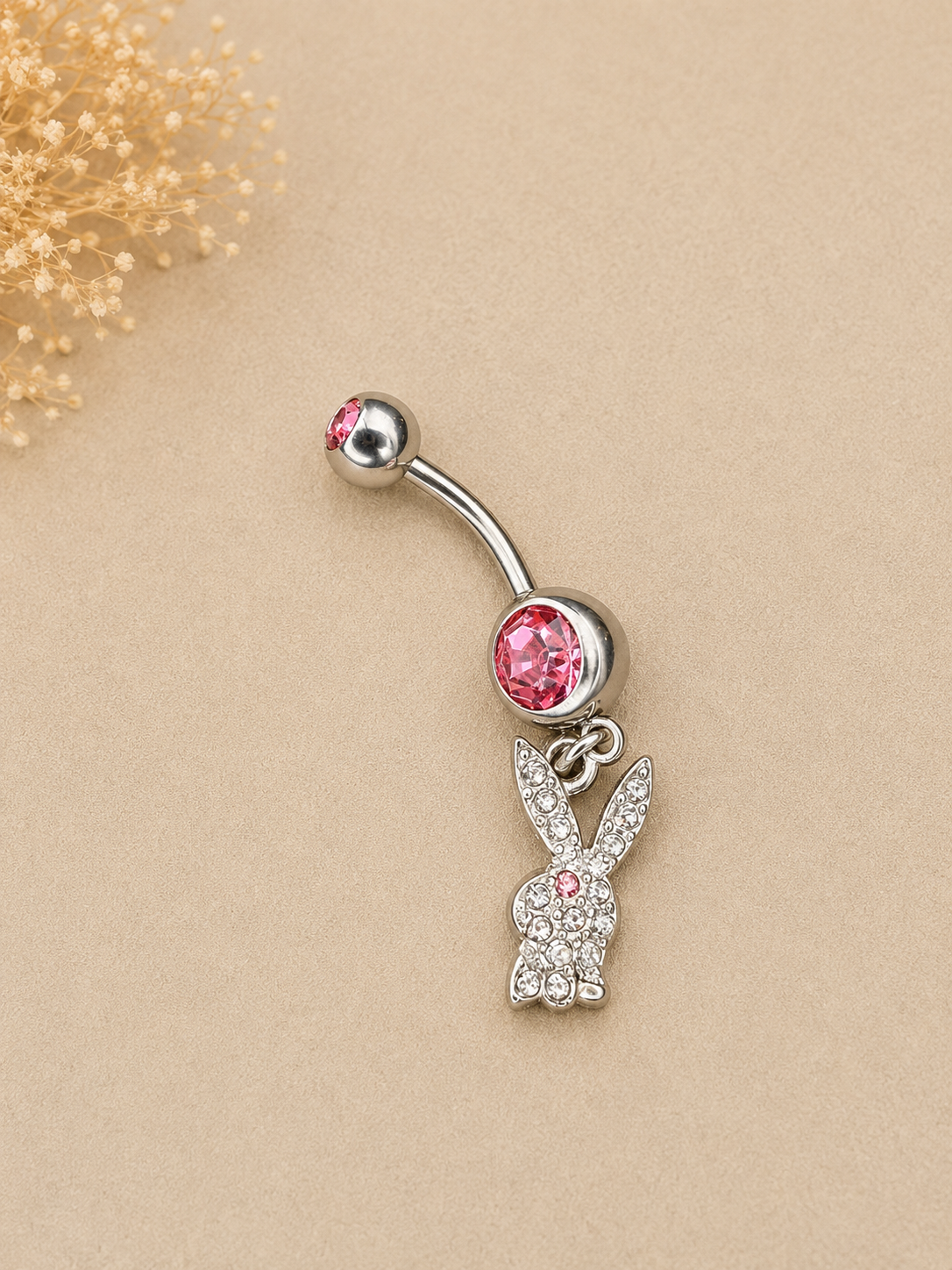 Piercing Nombril Playboy Rose / Argenté en Acier Chirurgical | Maison Marinette