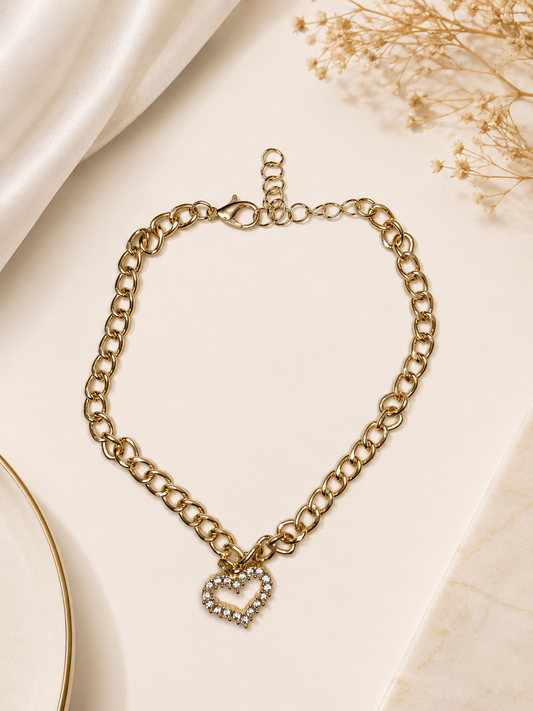 Bracelet Chaîne avec coeur strass